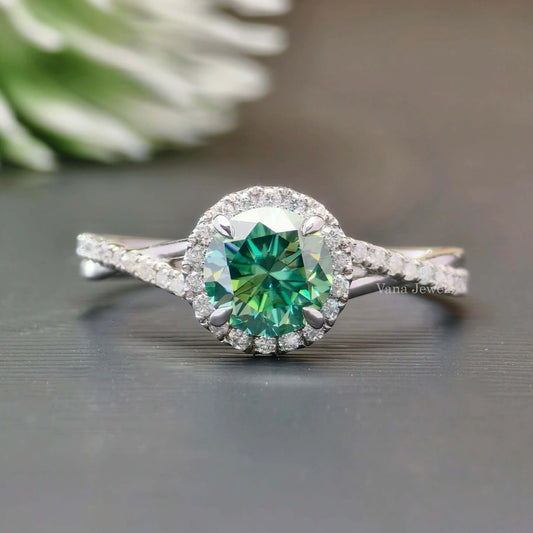 Twisted Pave Moissanite Engagement Ring