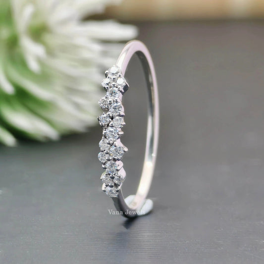 Round cut moissanite wedding band