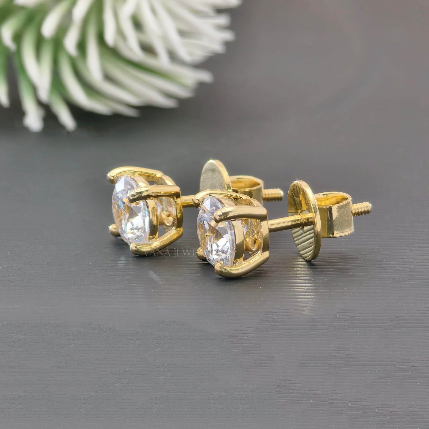 2.00 TCW Round Moissanite Stud Earrings - Screw Back Earrings