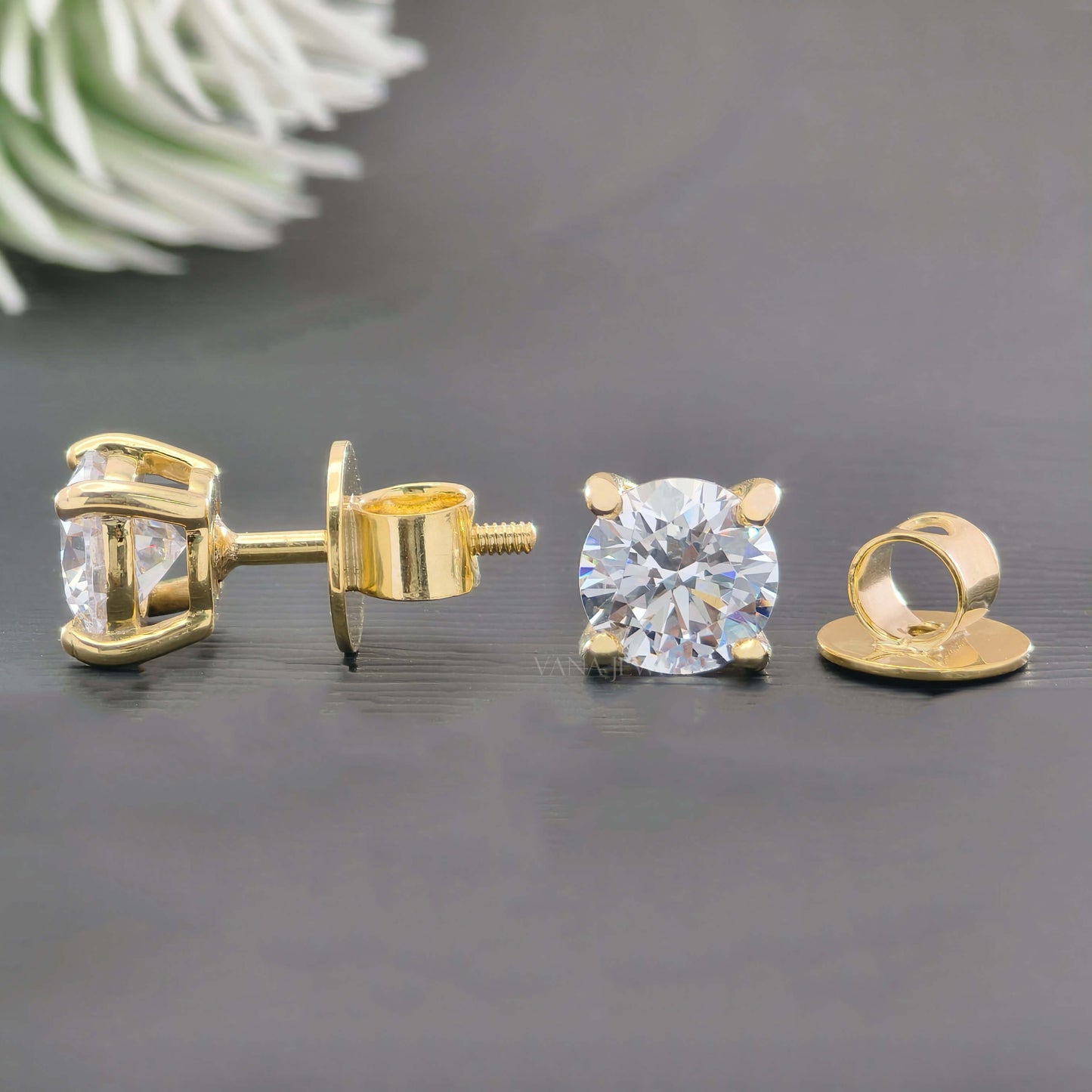 2.00 TCW Round Moissanite Stud Earrings - Screw Back Earrings