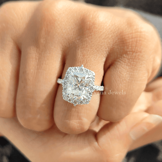 Radiant cut moissanite engagement ring