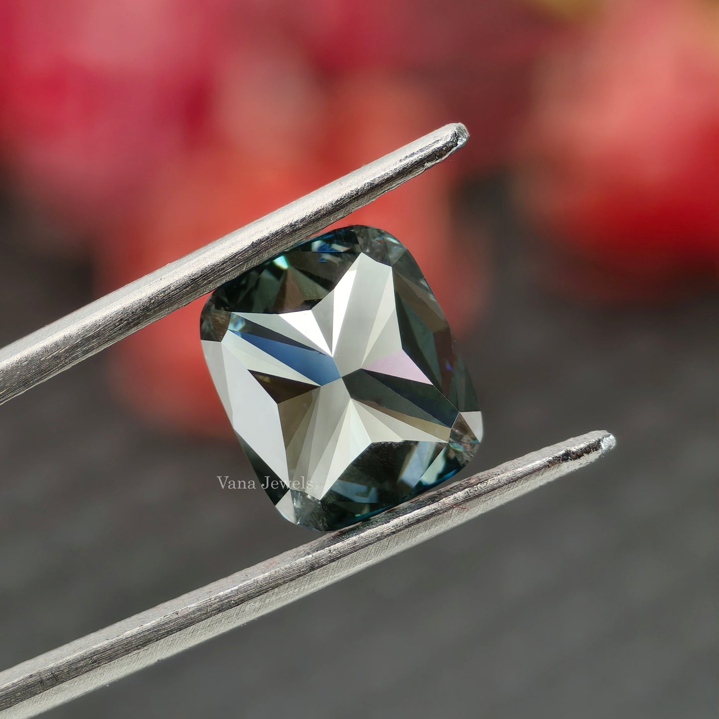 Unique greenish blue cushion cut lab diamond loose