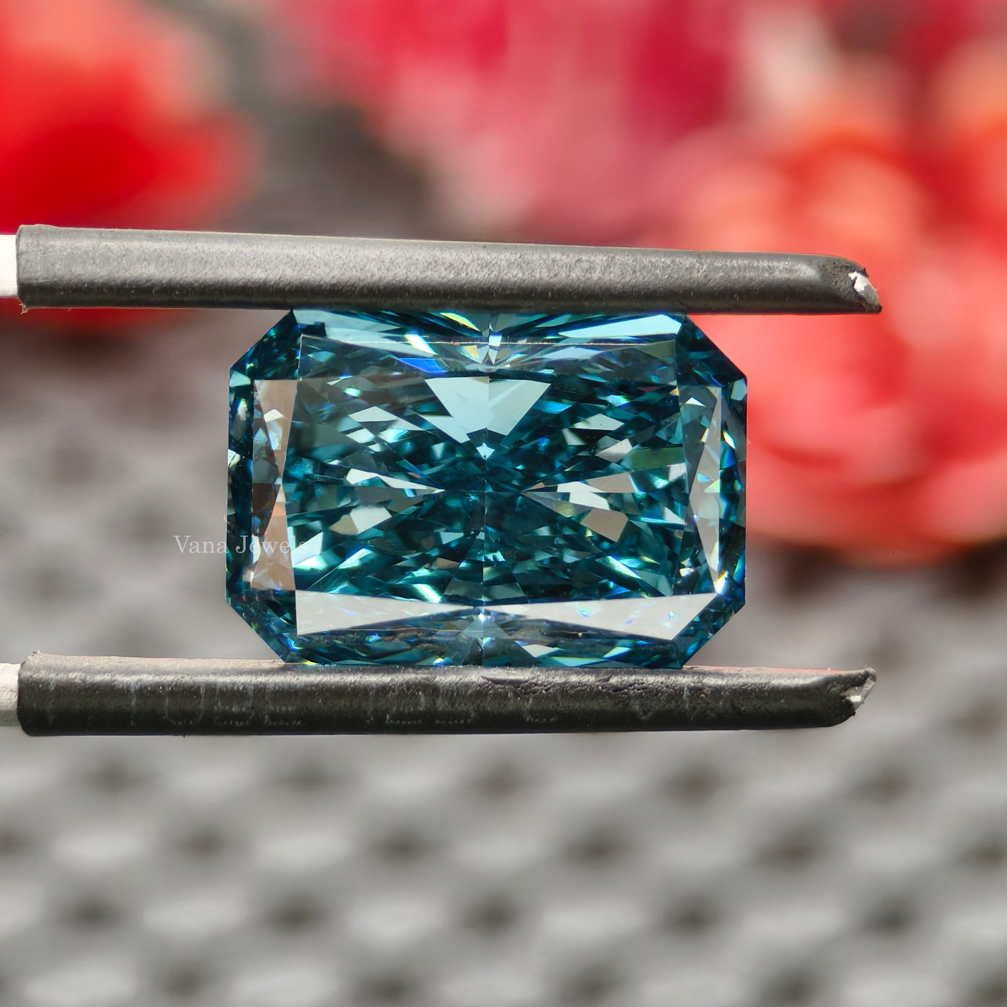Radiant blue lab grown diamond