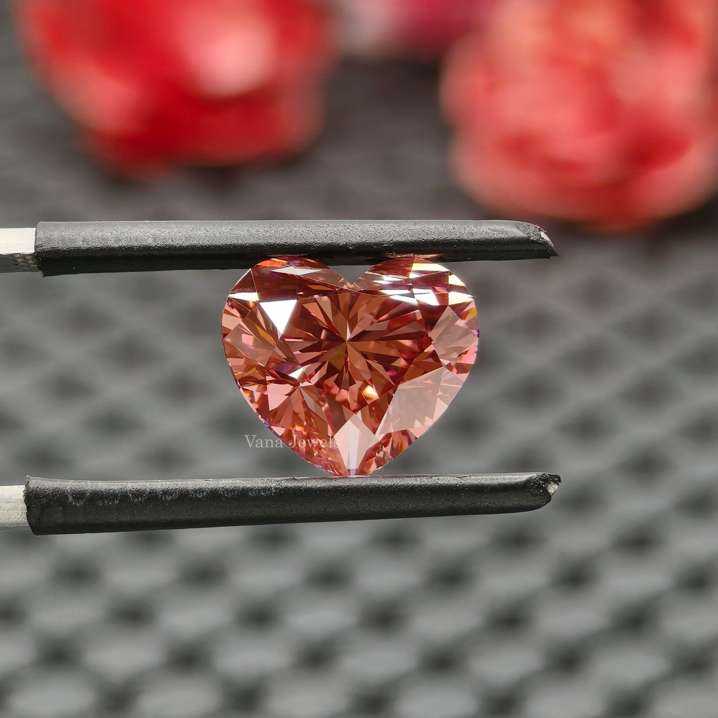 Romantic heart shaped pink diamond lab created stone