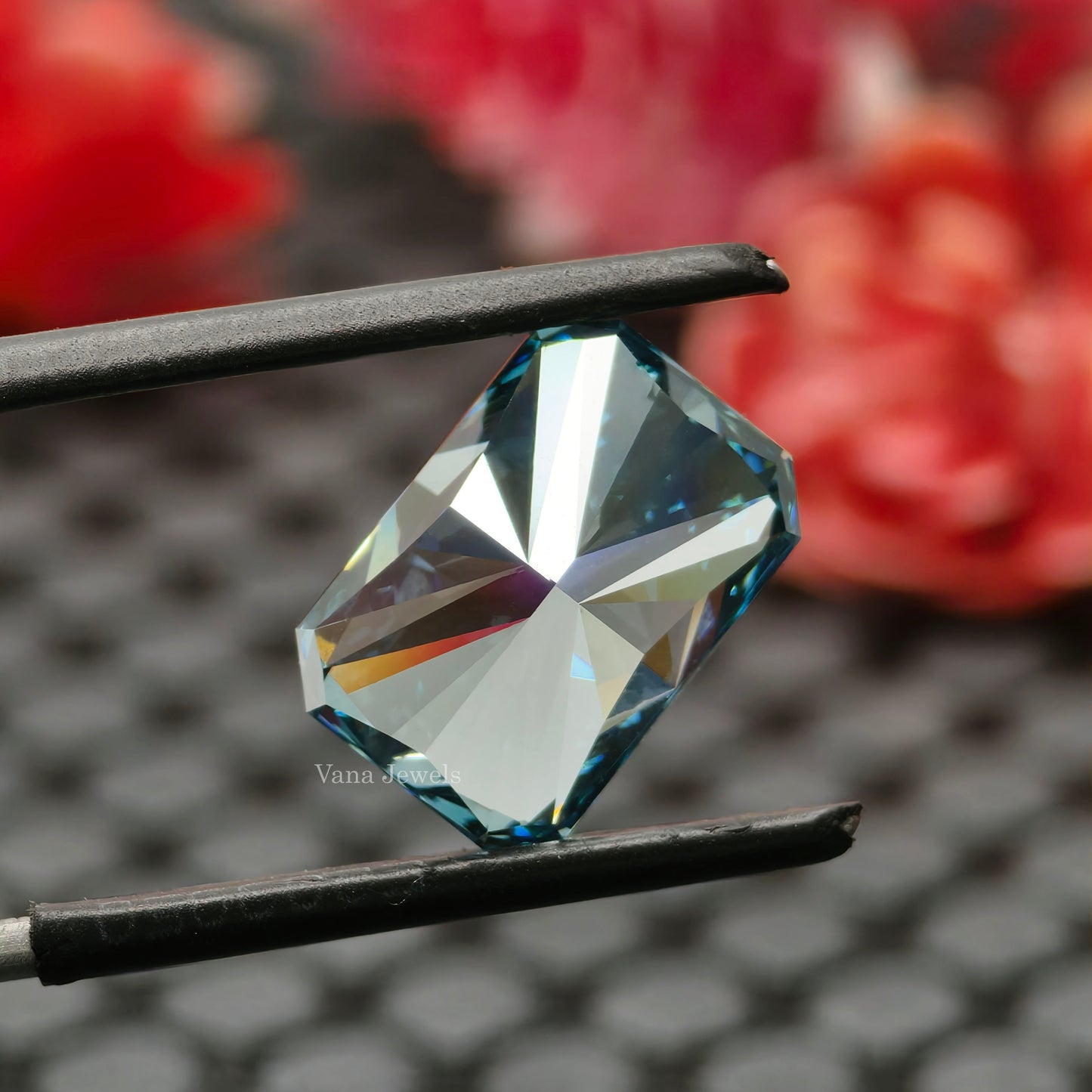 Custom jewelry radiant blue lab grown diamond