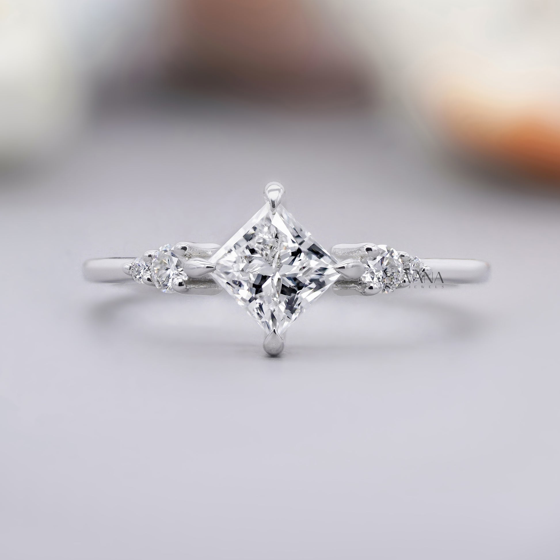 Princess cut moissanite engagement ring