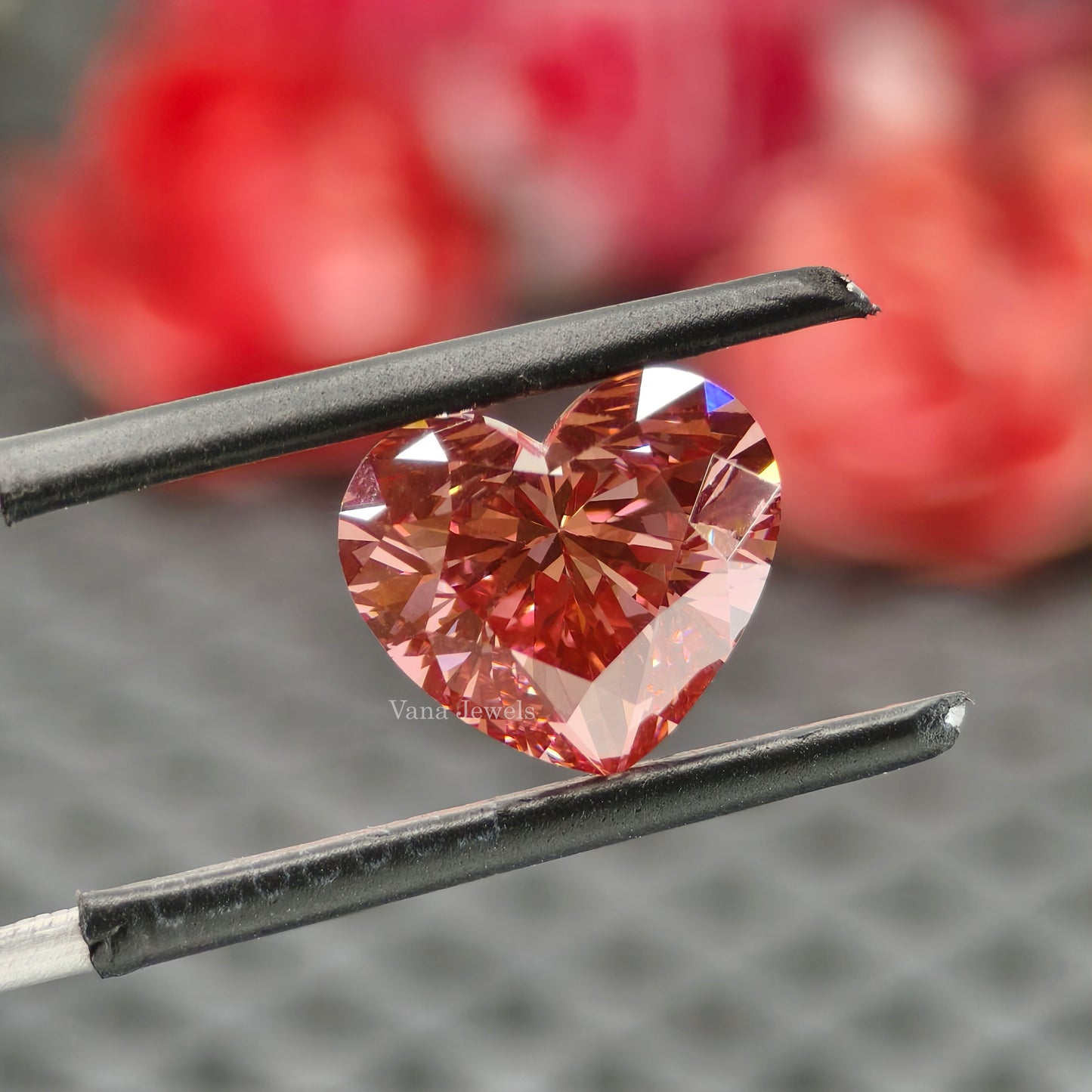 Fancy pink color heart diamond lab made diamond