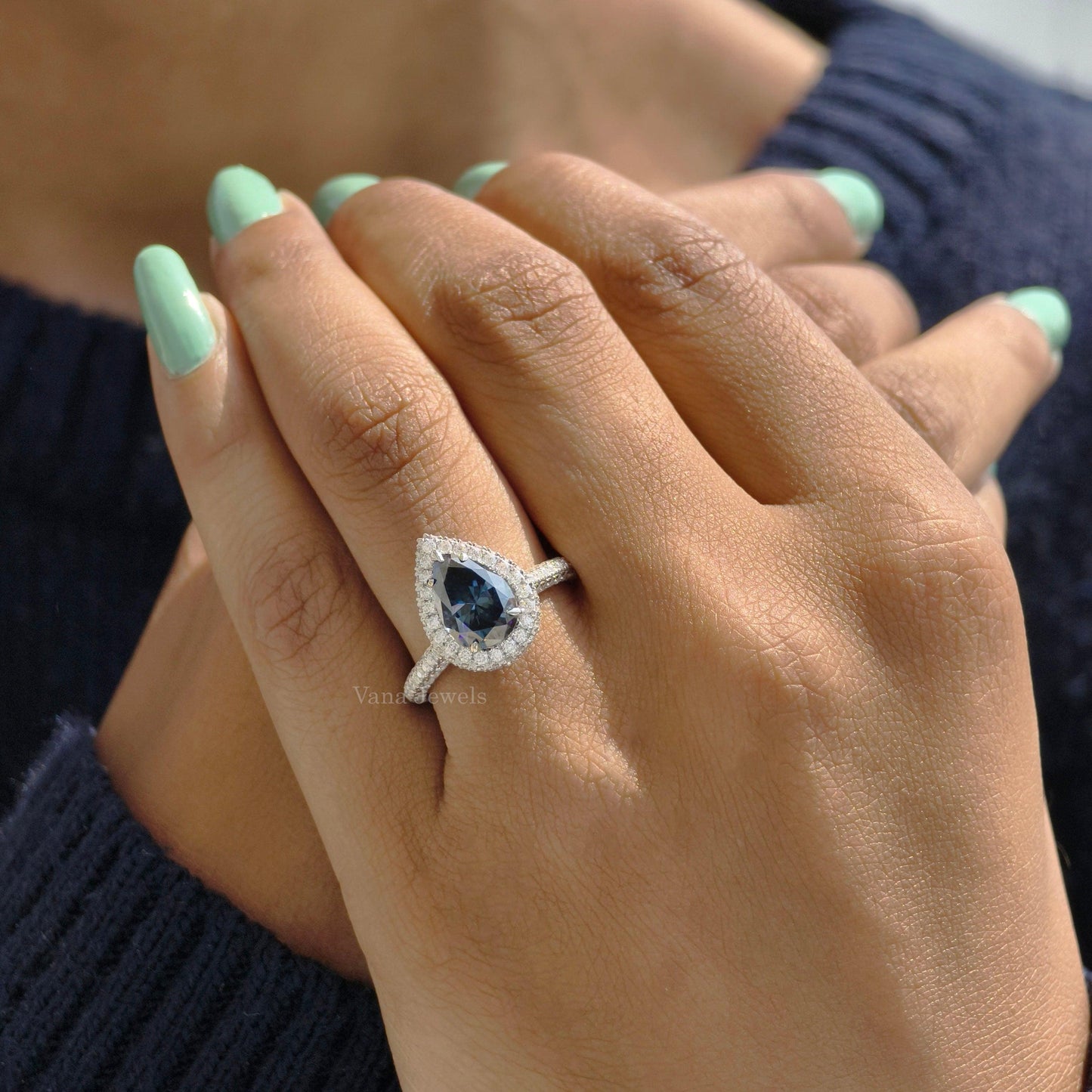 Hidden halo and pave set moissanite ring