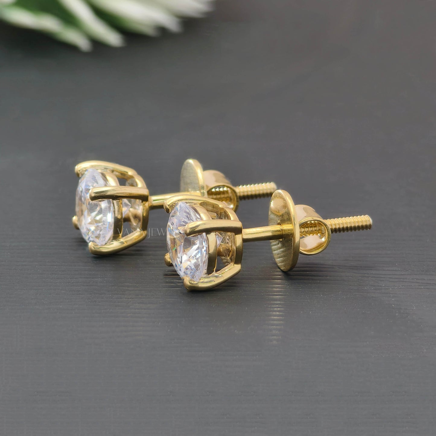 1.60 TCW Round Moissanite Stud Earrings - Screw Back Earrings