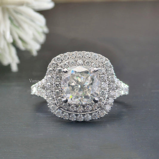 Cushion cut moissanite ring