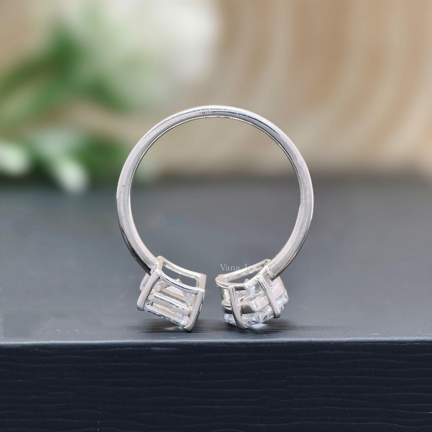 Two stone moissanite engagement ring