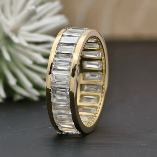 Baguette cut moissanite eternity band