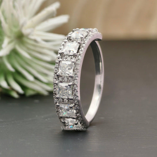 Princess cut moissanite wedding band