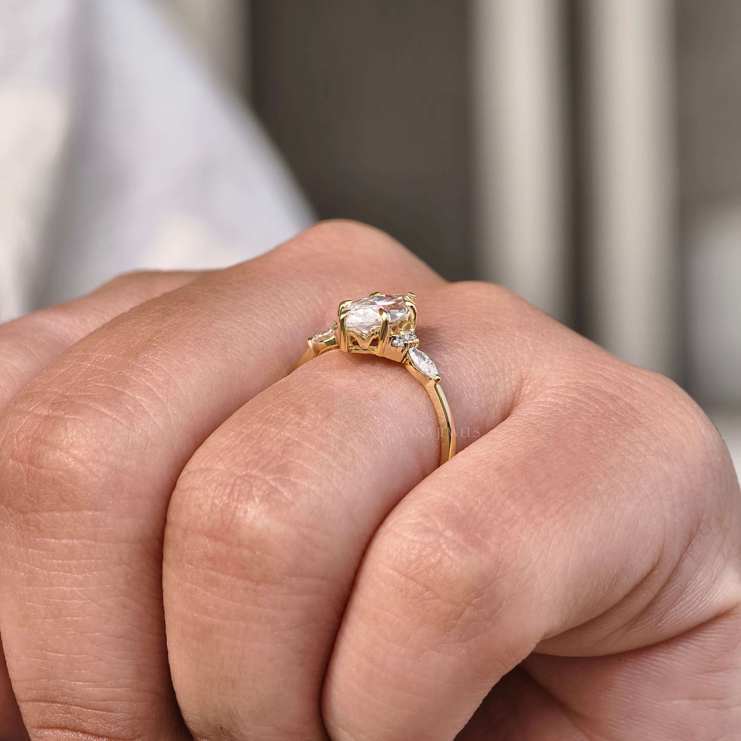 1.21 TCW Marquise Cut Moissanite Engagement Ring, Vintage Style Unique Proposal Ring for Her