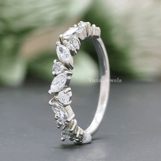 Marquise and round moissanite band