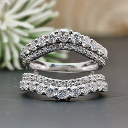Round moissanite enhancer band