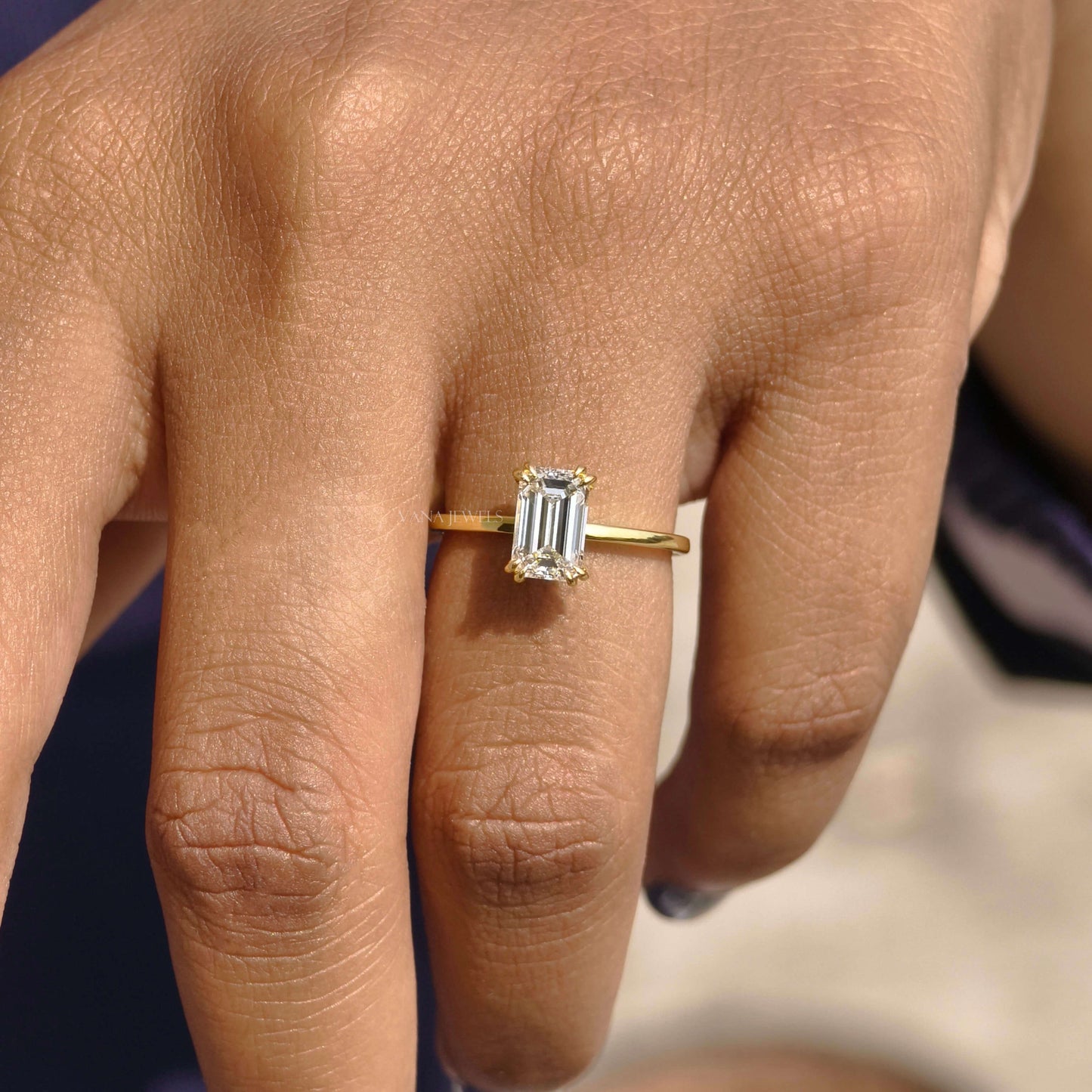 Emerald Cut Lab Grown Diamond Solitaire Engagement Ring