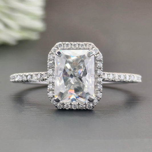 Radiant Cut Hidden Halo  Ring