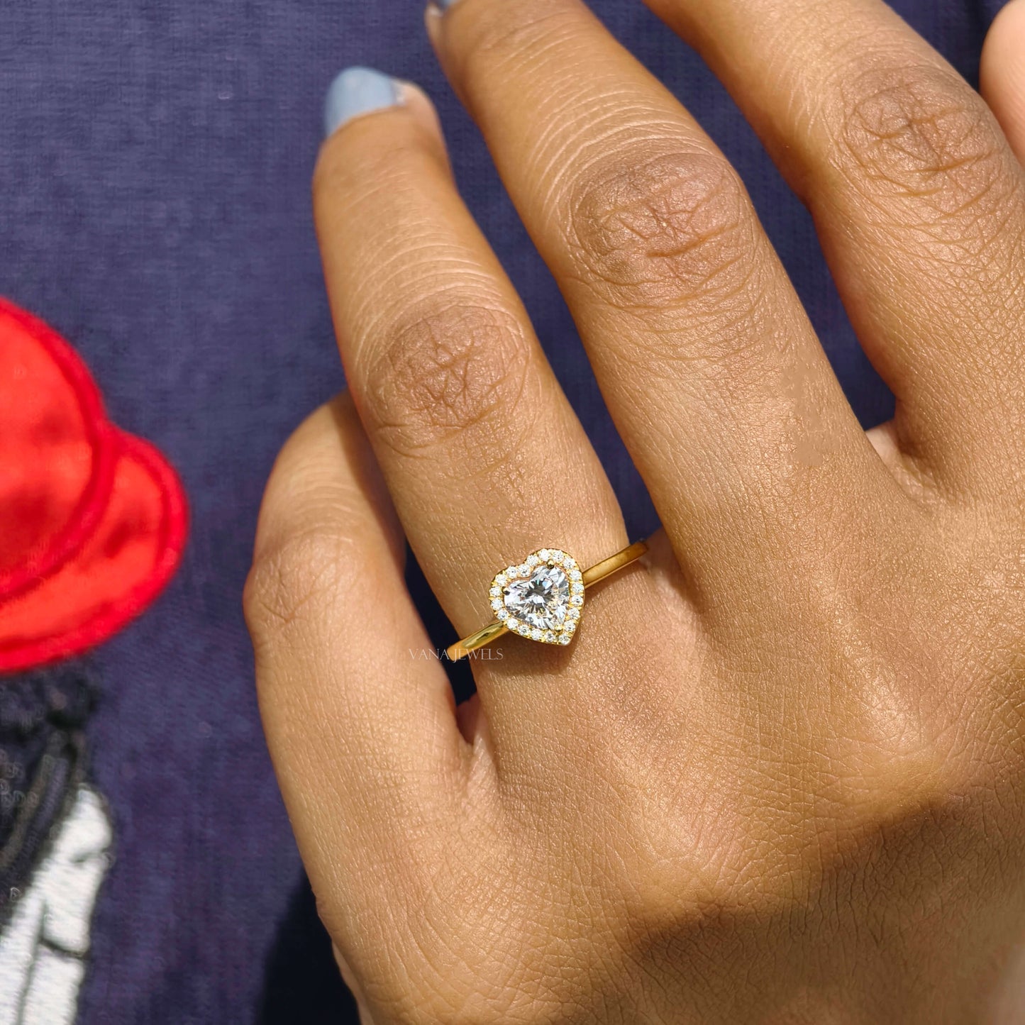 Heart Shaped Lab Grown Diamond Halo Engagement Ring