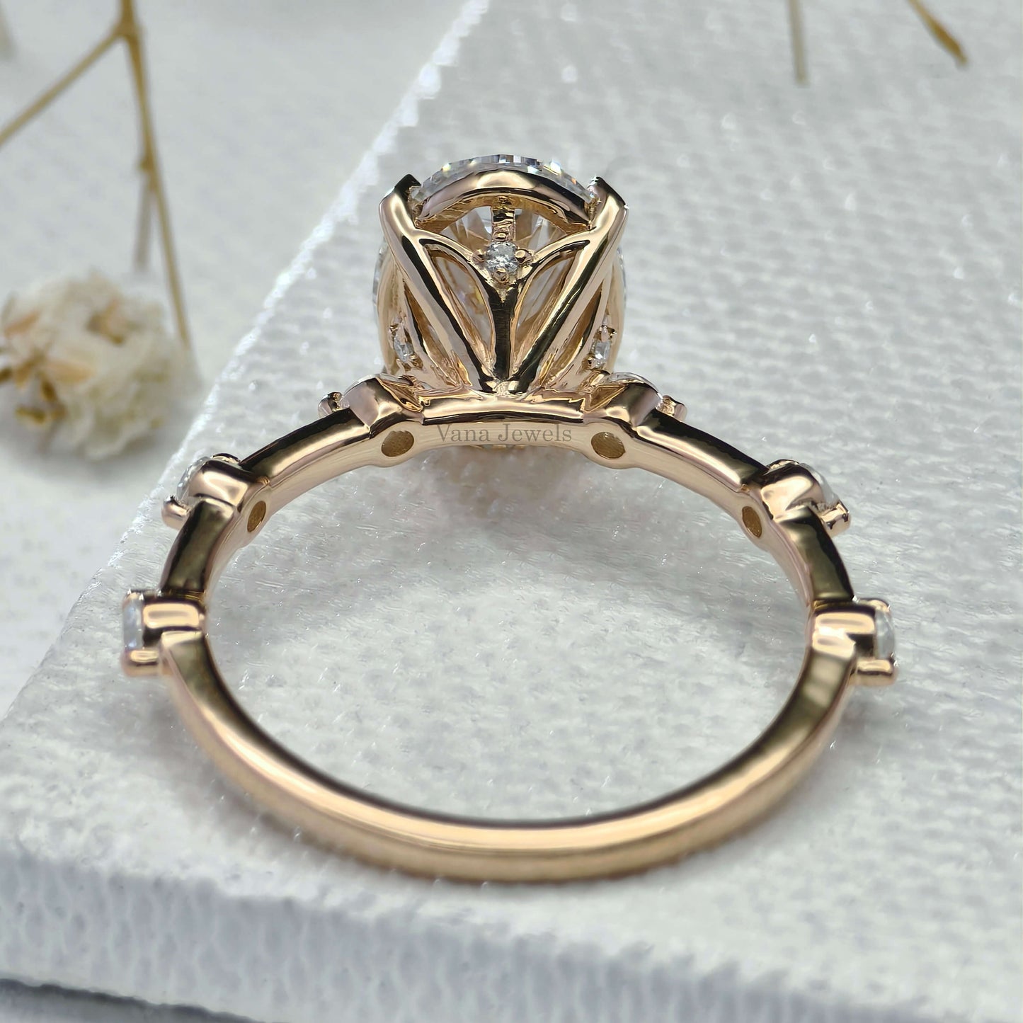 IGI Certified Oval Cut Lab Grown Diamond Engagement Ring, Distance Pave Ring for Women