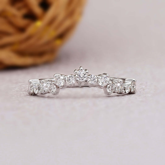 Round cut moissanite half eternity band