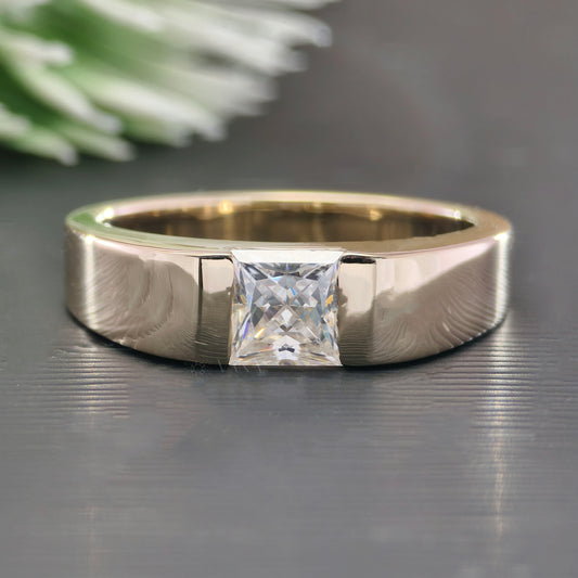 Princess Cut Moissanite Wedding Band