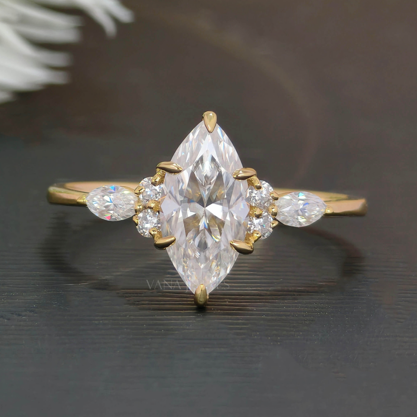 1.21 TCW Marquise Cut Moissanite Engagement Ring, Vintage Style Unique Proposal Ring for Her