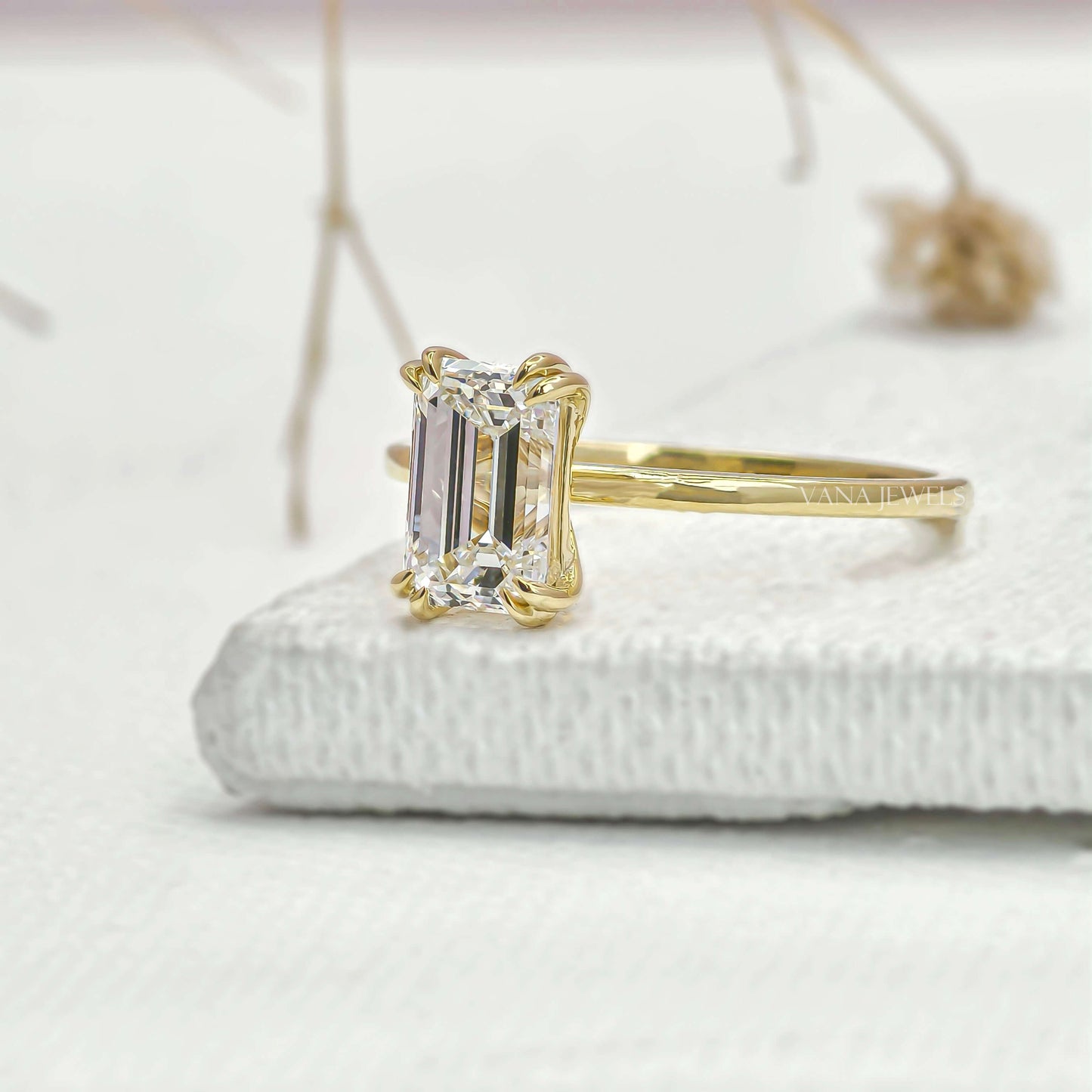 Emerald Cut Lab Grown Diamond Solitaire Engagement Ring