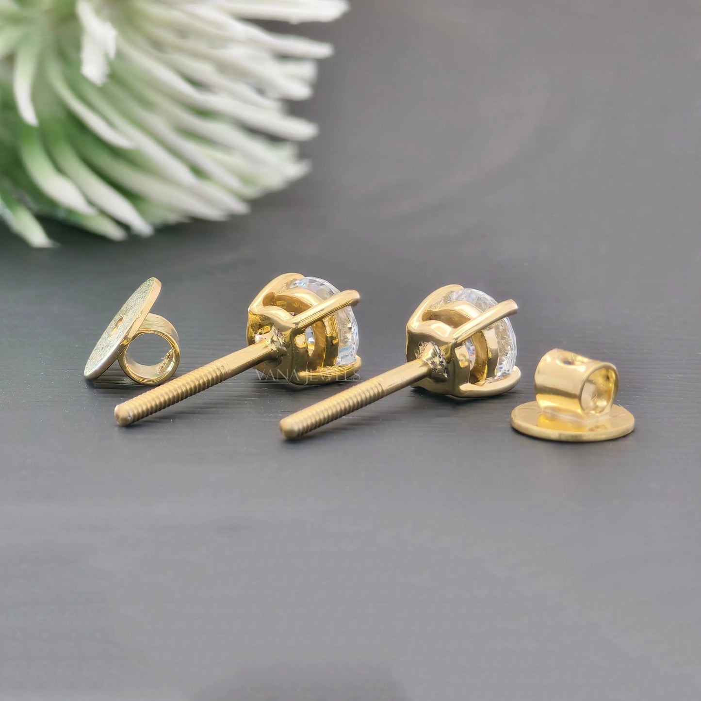 Timeless moissanite stud earrings with secure screw back design