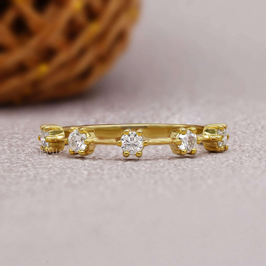 Five stone moissanite wedding band