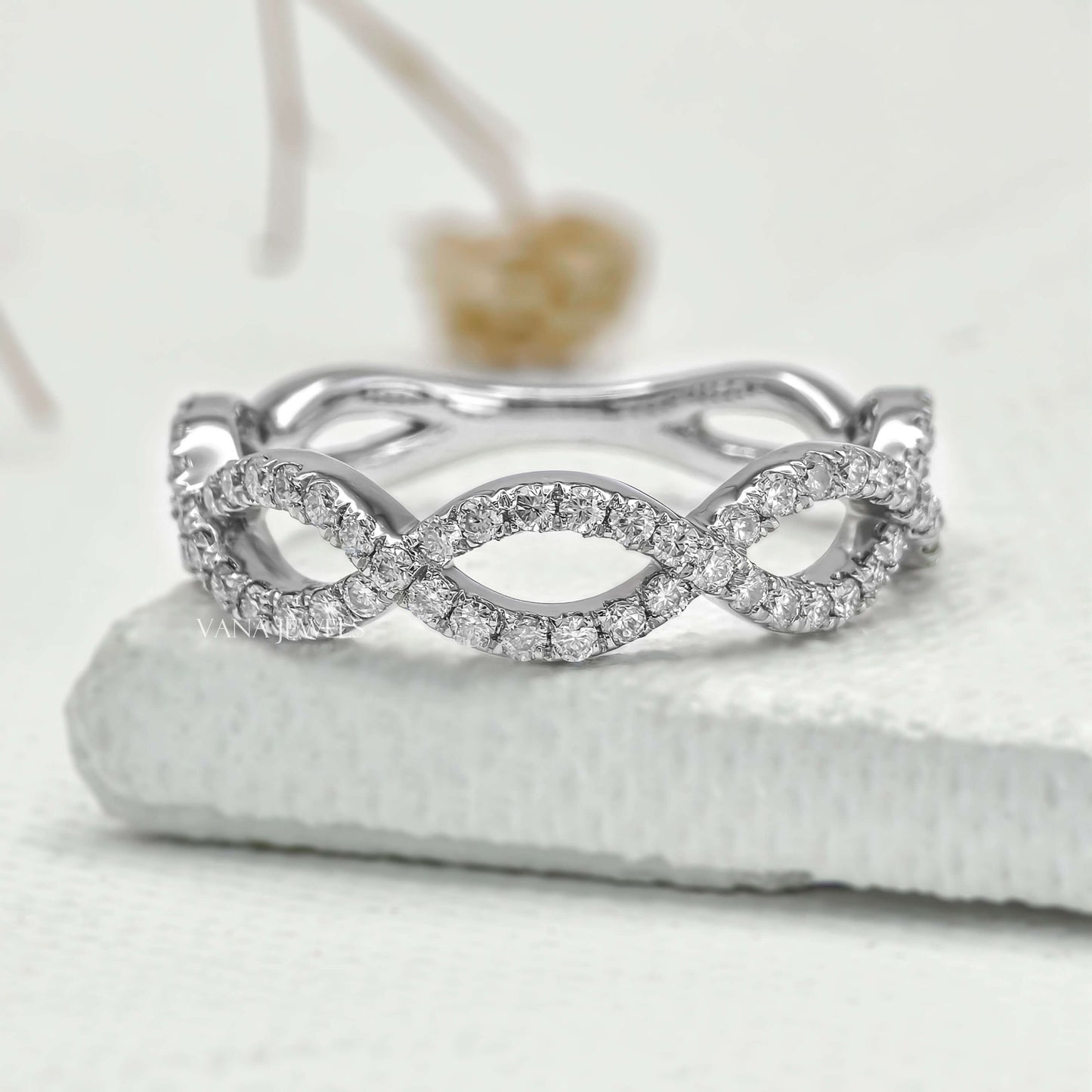 Round Brilliant Cut Lab Grown Diamond Pave Eternity Wedding Band