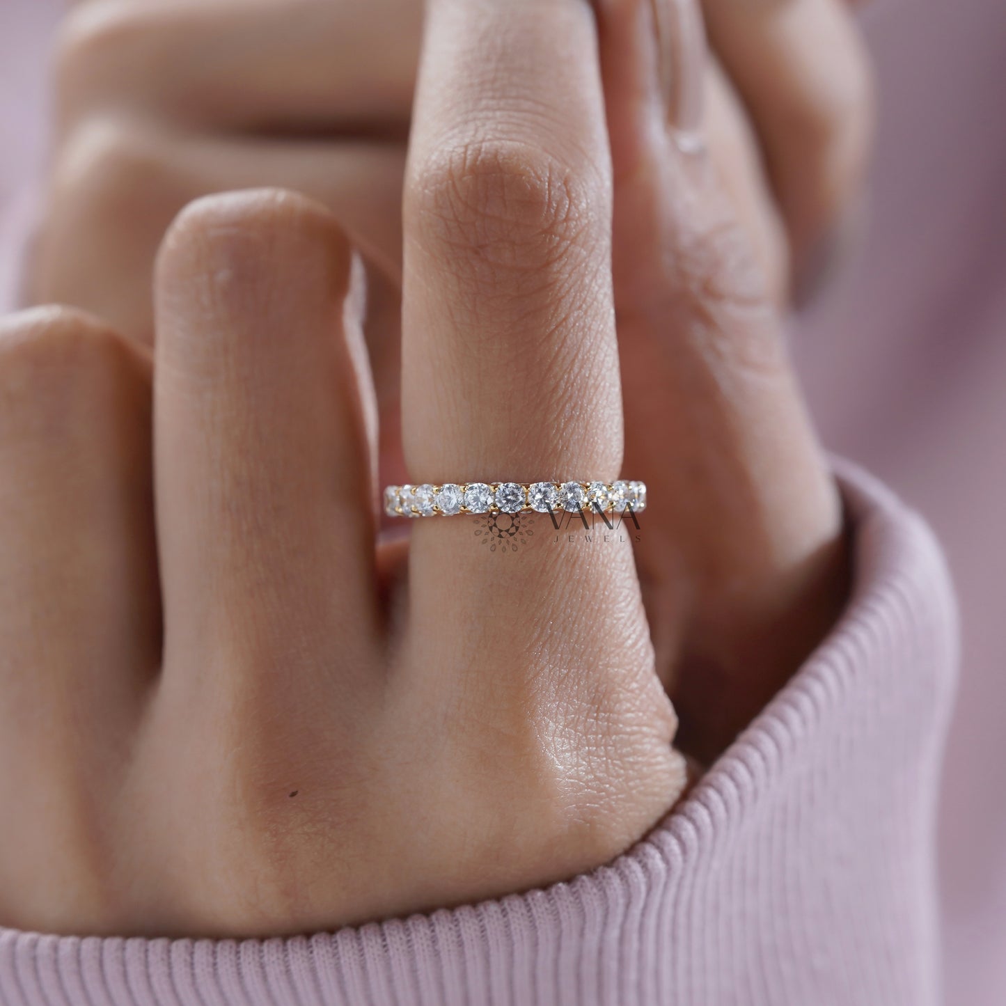 Minimalist lab diamond wedding band