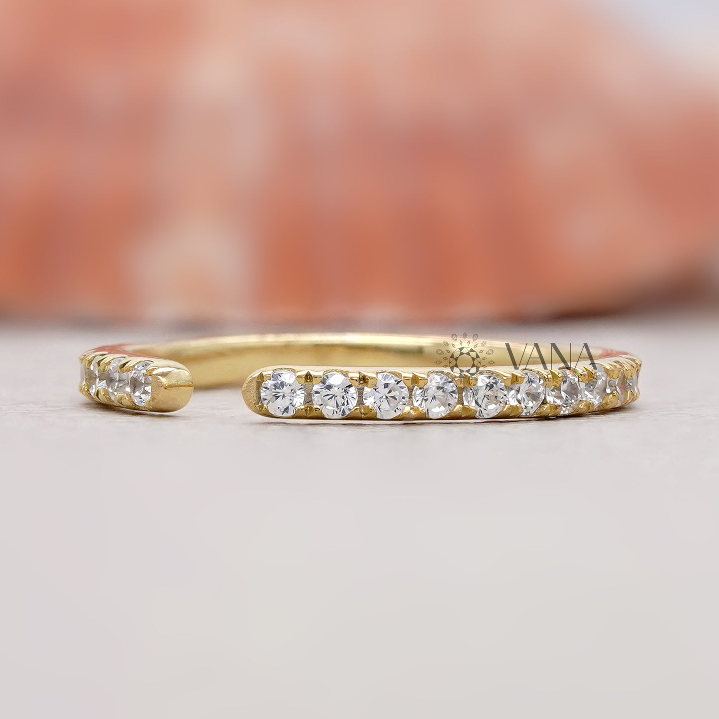 Modern Open Gap Diamond Wedding Band, Minimalist Lab Grown Diamond Stacking Ring