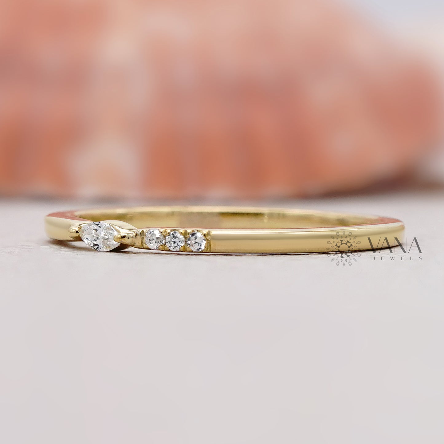 Marquise cut lab diamond bridal stacking band