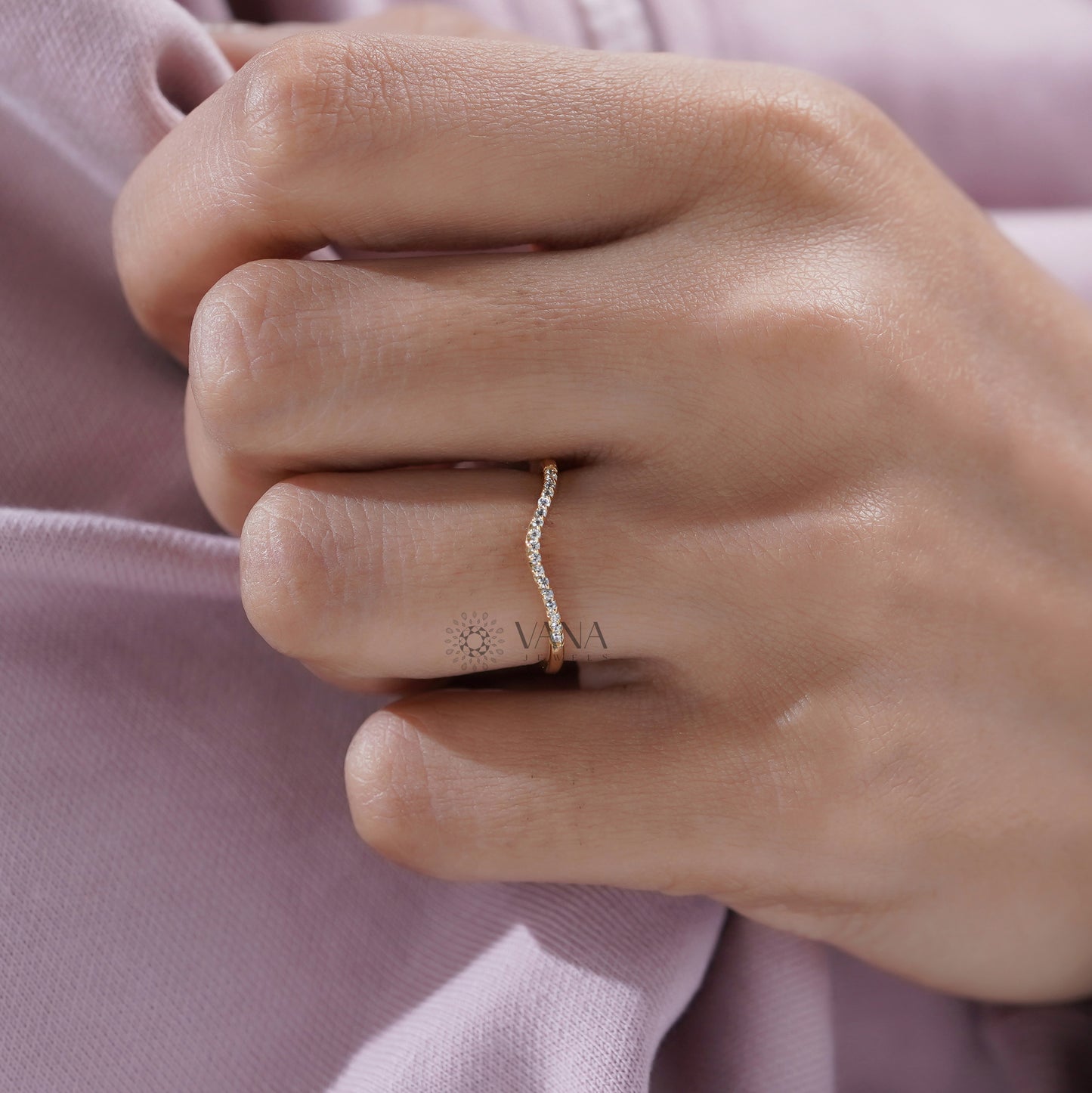 Delicate lab grown diamond wishbone ring