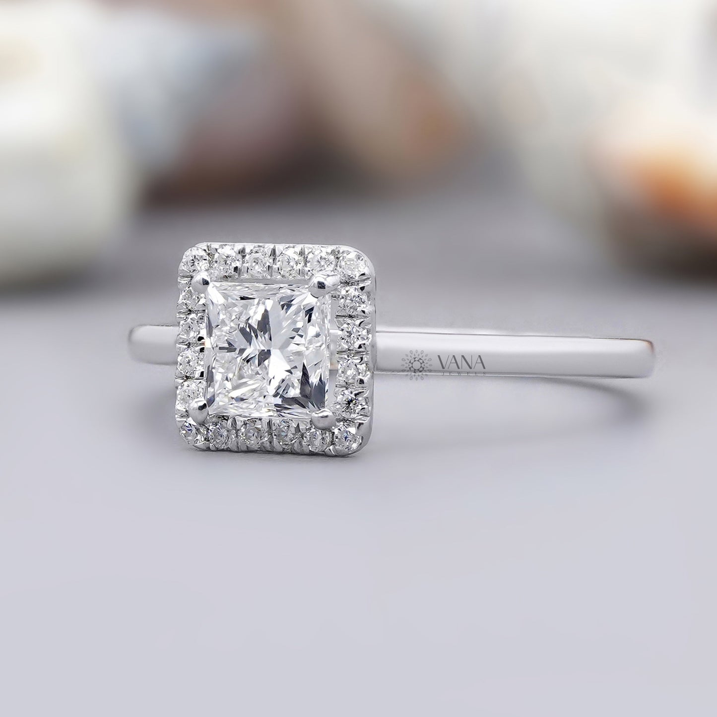 Classic square moissanite ring