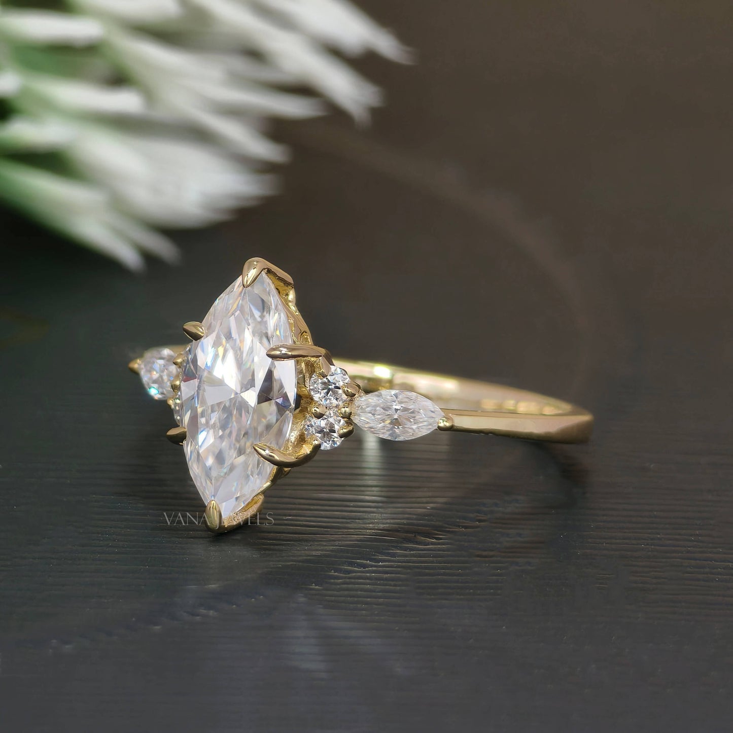 1.21 TCW Marquise Cut Moissanite Engagement Ring, Vintage Style Unique Proposal Ring for Her