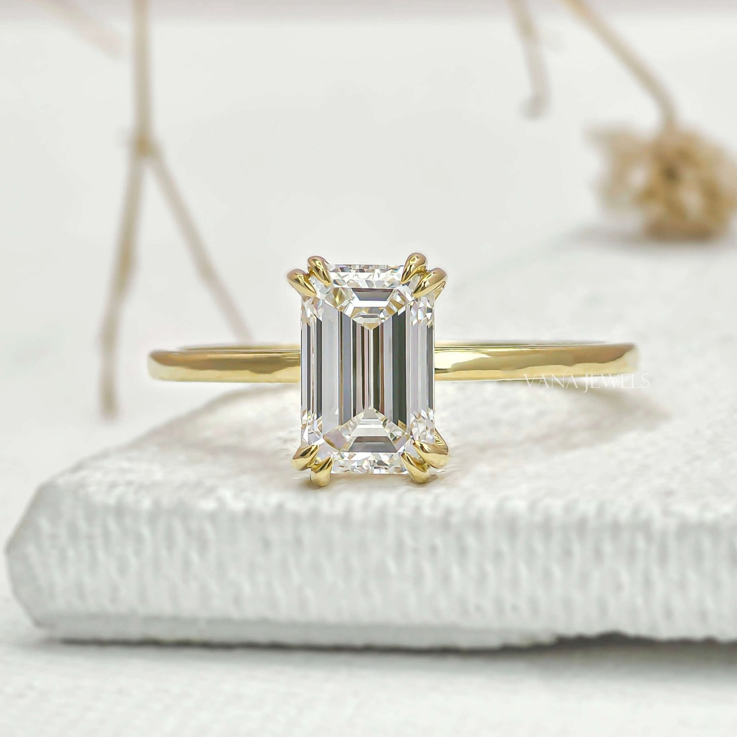 Emerald Cut Lab Grown Diamond Solitaire Engagement Ring