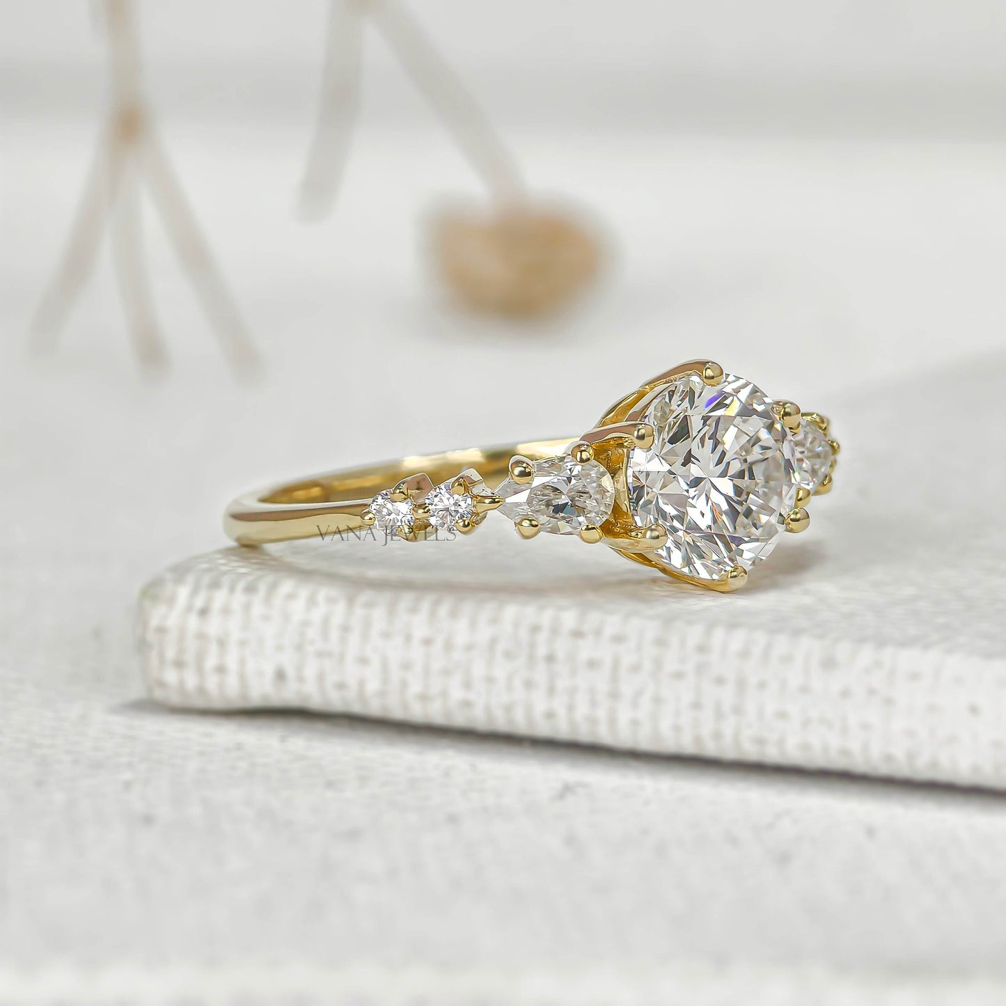 Round Cut Lab Grown Diamond Seven Stone Engagement Ring