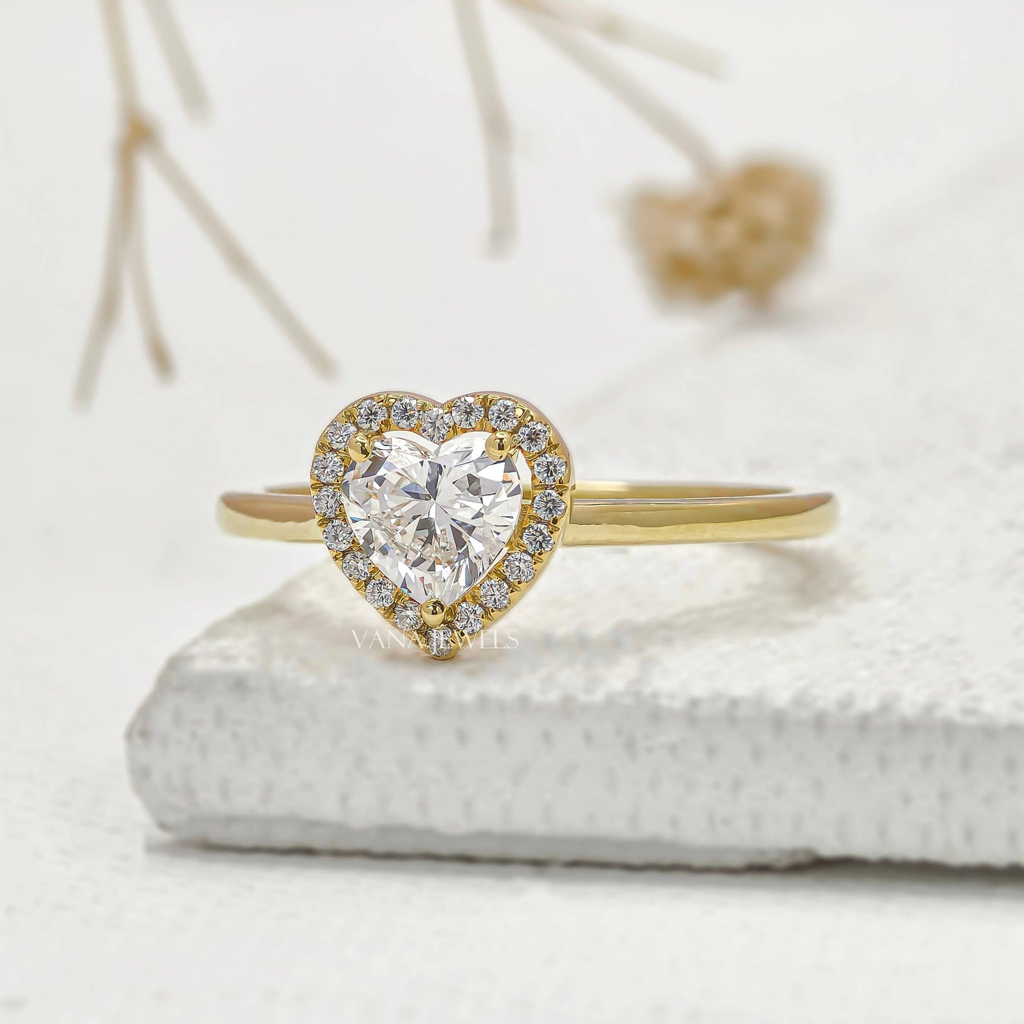 Heart Shaped Lab Grown Diamond Halo Engagement Ring