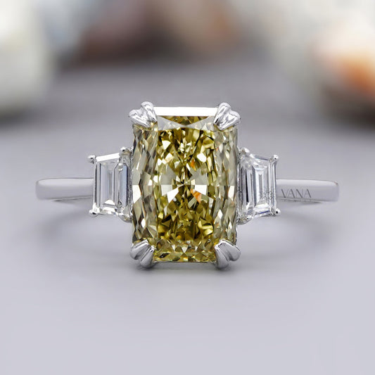 Yellow radiant moissanite ring