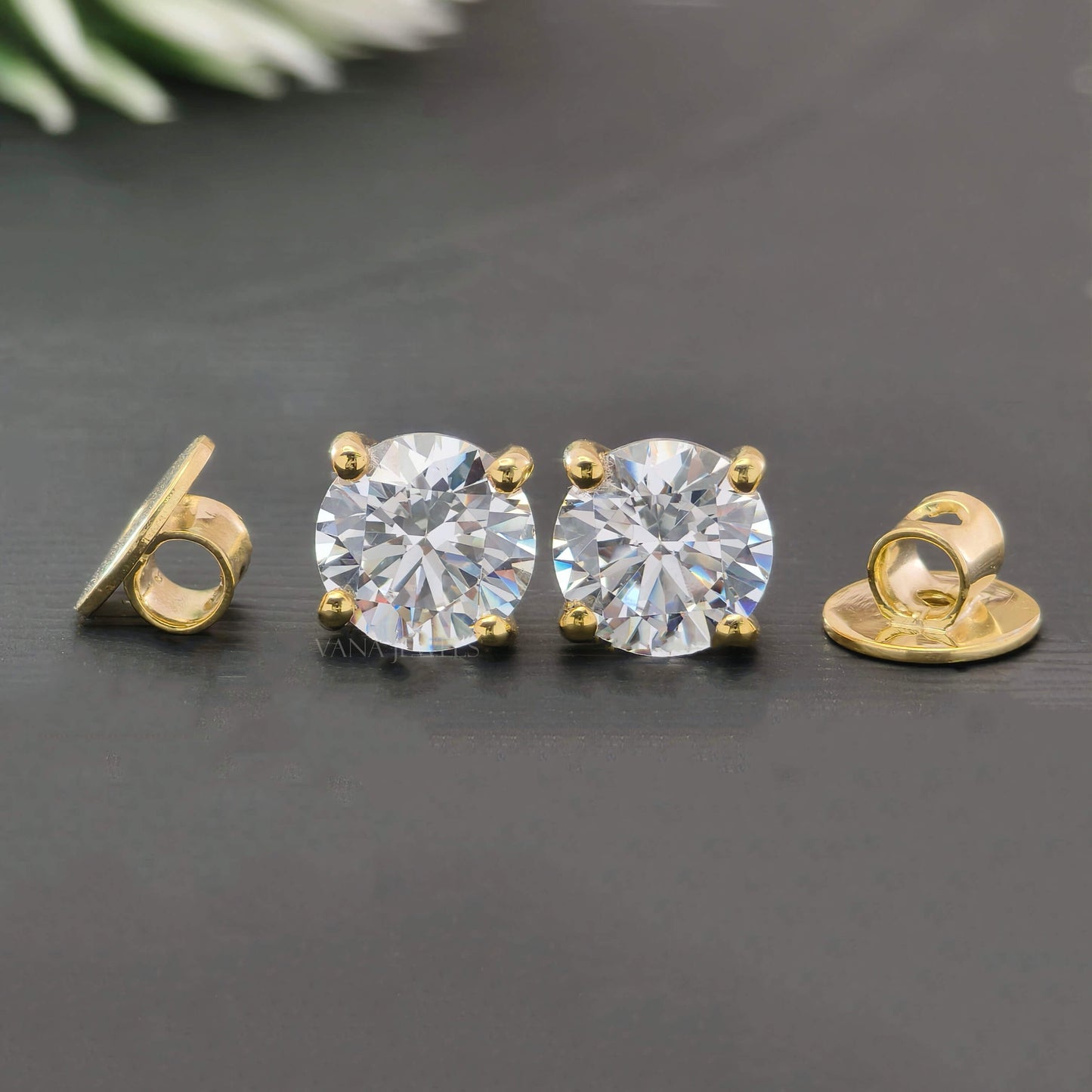 1.60 TCW Round Moissanite Stud Earrings - Screw Back Earrings