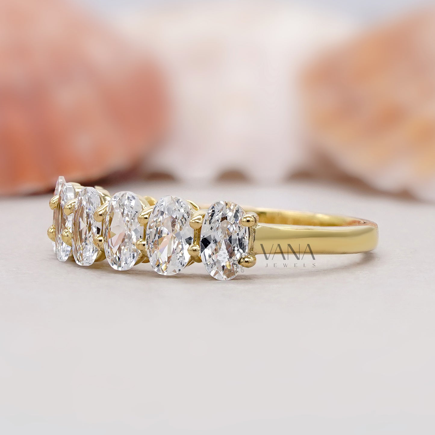 Six Stone Oval Diamond Ring for Her