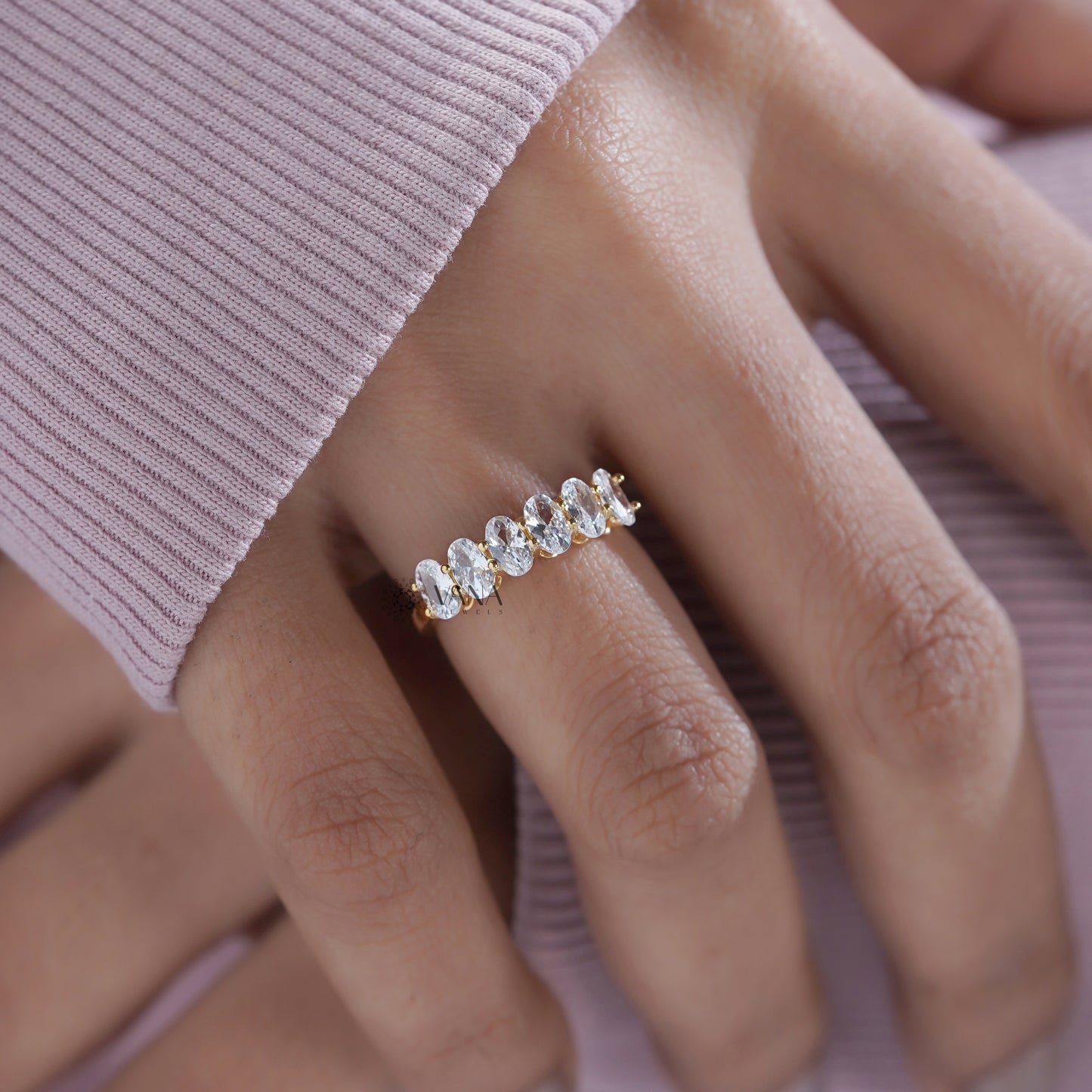 Modern oval lab diamond bridal ring