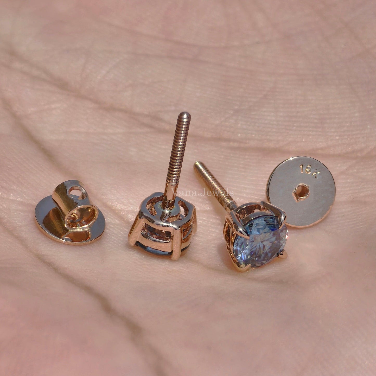 Minimalist moissanite earrings in blue for gifts and anniversary jewelry