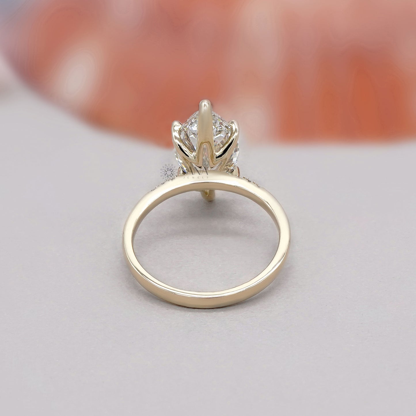 Marquise Cut Lab Grown Diamond Engagement Ring With Side Pave Diamonds