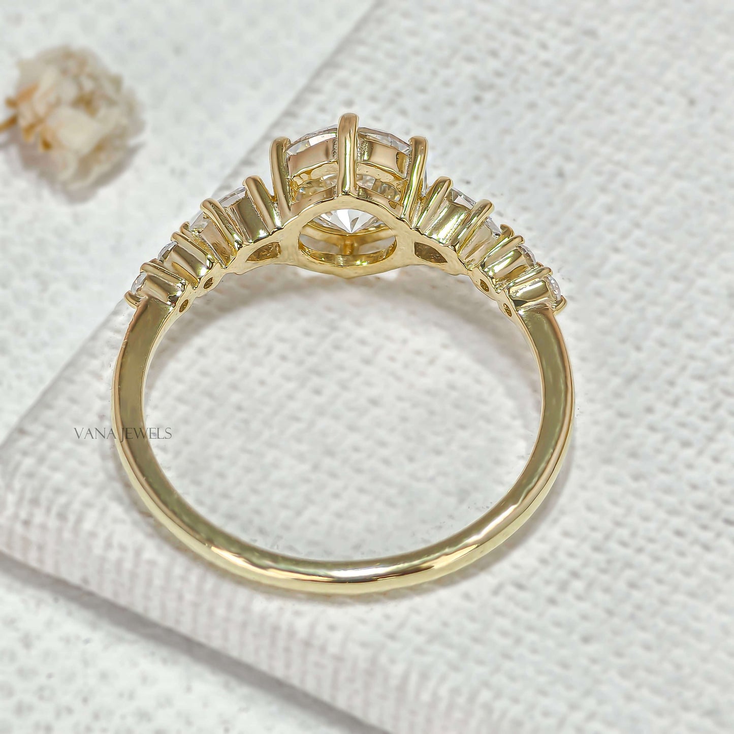 Round Cut Lab Grown Diamond Seven Stone Engagement Ring