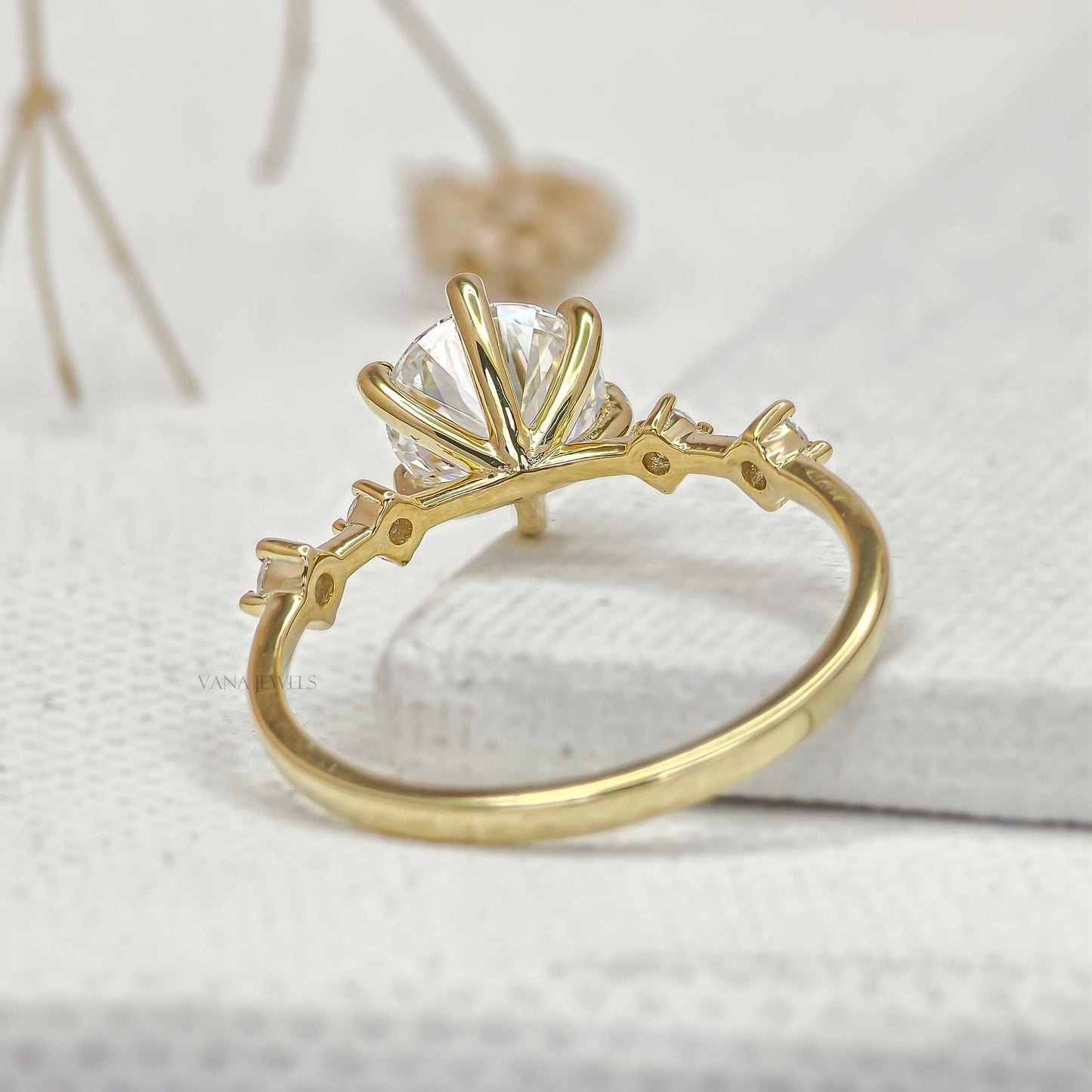 Five Stone Round Cut Lab Grown Diamond Engagement Ring