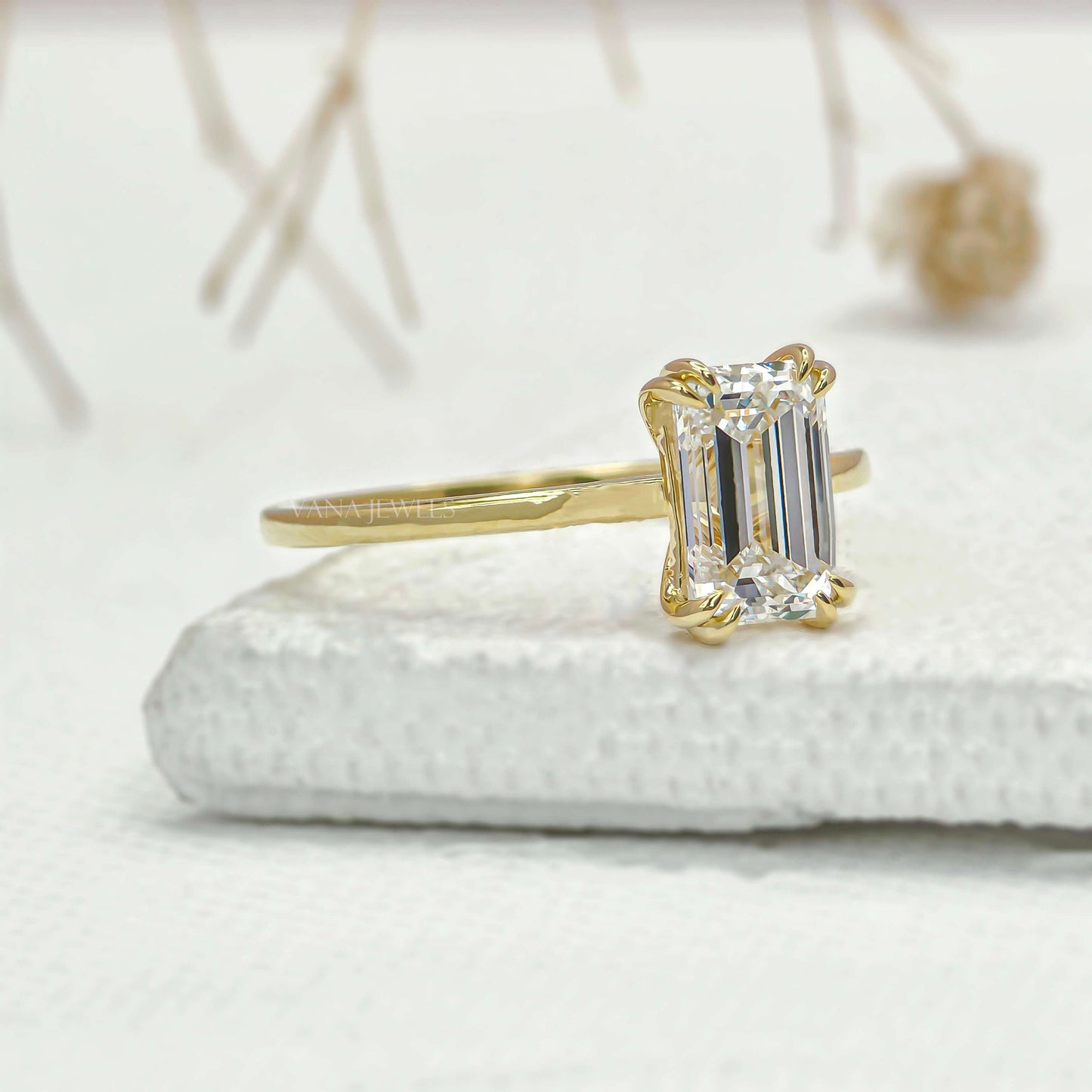 Emerald Cut Lab Grown Diamond Solitaire Engagement Ring