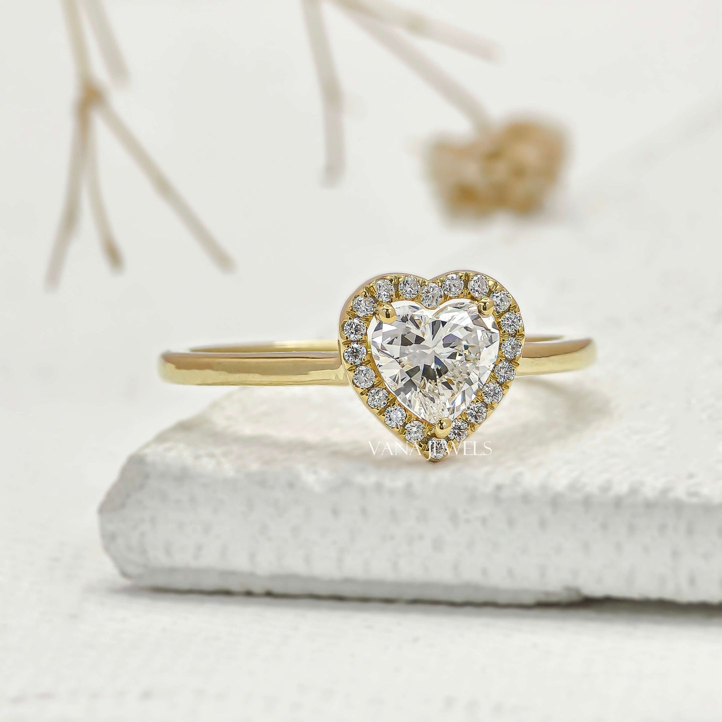 Heart Shaped Lab Grown Diamond Halo Engagement Ring